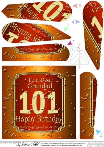101st Birthday Grandad Champagne Fan Pyramage Topper