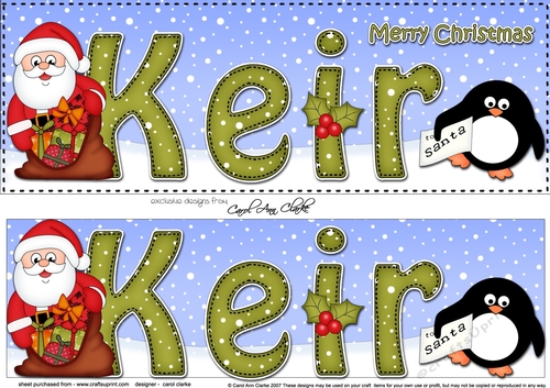 Large DL Merry Christmas KEIR 3D decoupage