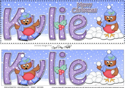 Large DL Merry Christmas KYLIE 3D decoupage