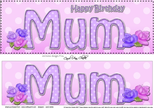 Large DL Happy Birthday MUM 3D decoupage with Roses