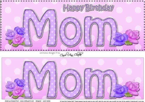 Large DL Happy Birthday MOM 3D decoupage with Roses