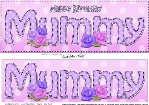 Large DL Happy Birthday MUMMY 3D decoupage with Roses