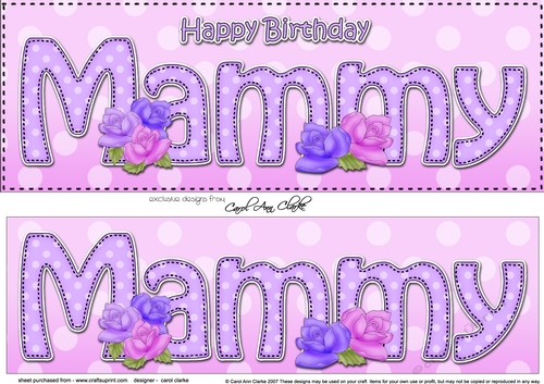 Large DL Happy Birthday MAMMY 3D decoupage with Roses