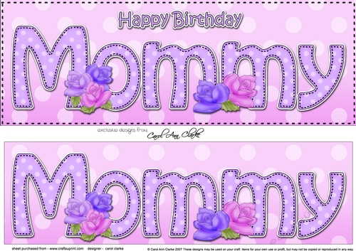 Large DL Happy Birthday MOMMY 3D decoupage with Roses