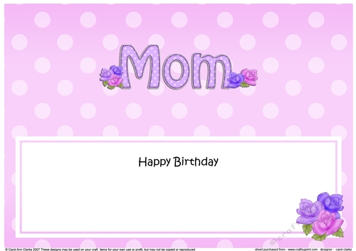 Large DL Happy Birthday MOM insert with Roses