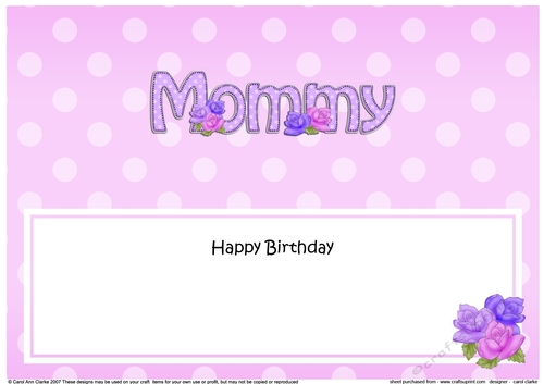 Large DL Happy Birthday MOMMY insert with Roses