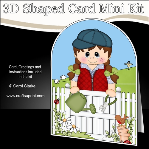 3D Shaped Card  Kit - In the Garden - Young Girl