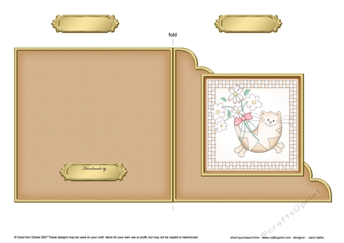 Cute Cat Cut and Fold Corner Card 
