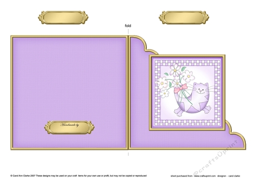 Cute Cat Cut and Fold Corner Card 