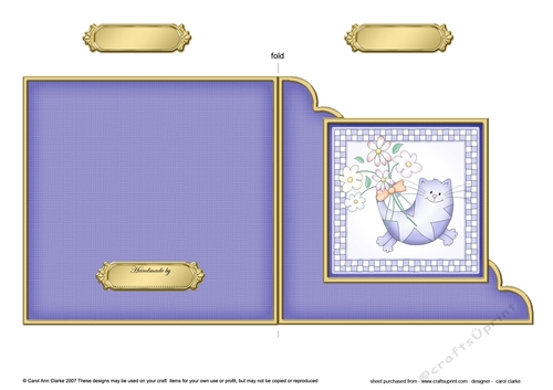 Cute Cat Cut and Fold Corner Card 