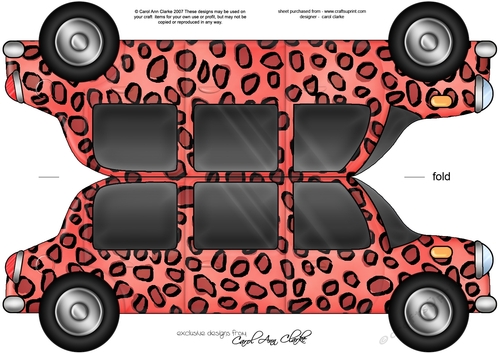 Large DL Leopardskin Stretch Limo Shaped Card
