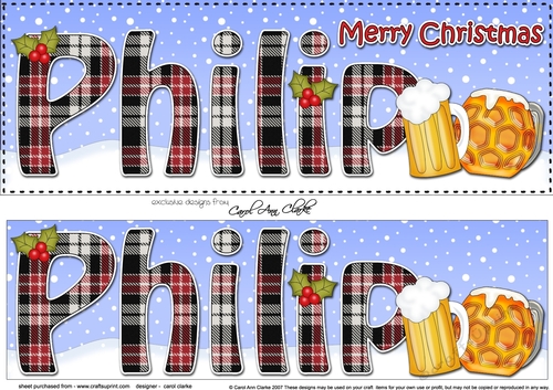 Large DL Merry Christmas PHILIP 3D decoupage