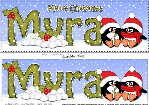 Large DL Merry Christmas MYRA 3D decoupage