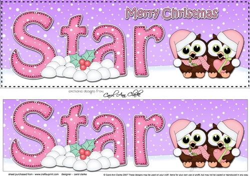 Large DL Merry Christmas STAR 3D decoupage