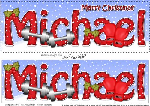 Large DL Merry Christmas MICHAEL 3D decoupage