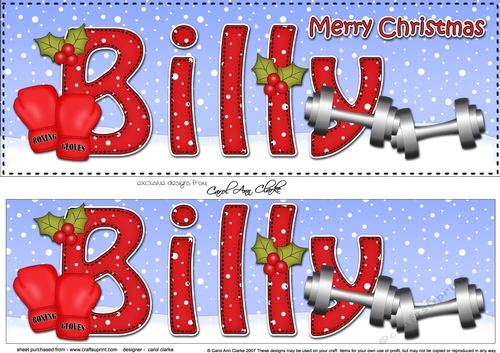 Large DL Merry Christmas BILLY 3D decoupage