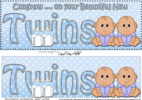 Large DL Ethnic New Baby Congratulations on Your Beautiful New ... TWINS 3D decoupage