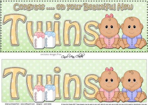Large DL Ethnic New Baby Congratulations on Your Beautiful New ... TWINS 3D decoupage