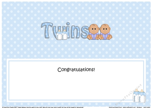 Large DL Ethnic New Baby Congratulations on Your Beautiful New ... TWINS insert