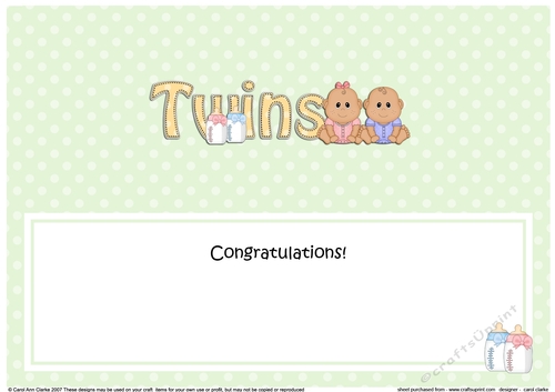 Large DL Ethnic New Baby Congratulations on Your Beautiful New ... TWINS insert