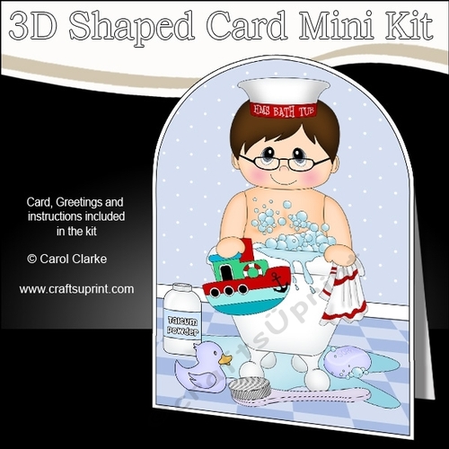 3D Shaped Card Kit - Bathtub Buddies - Cute Man