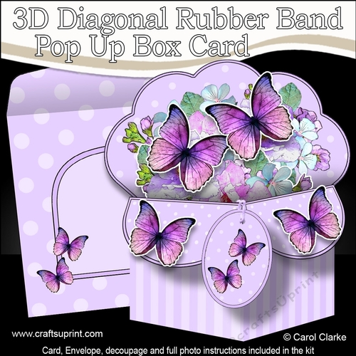 3D Diagonal Rubber Band Pop Up Box Card Kit - Pretty Flowers & Butterflies