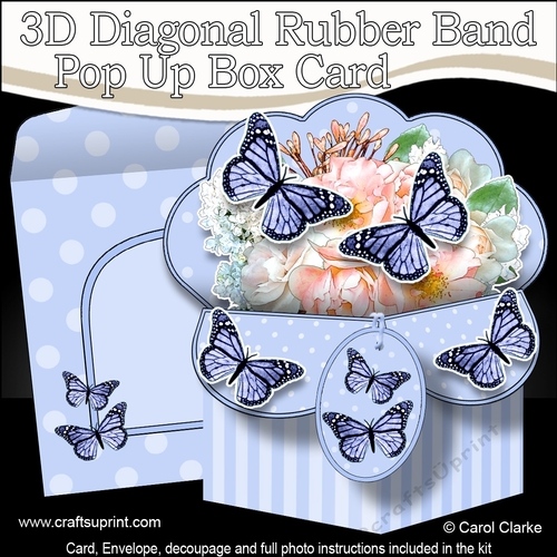 3D Diagonal Rubber Band Pop Up Box Card Kit - Pretty Flowers & Butterflies