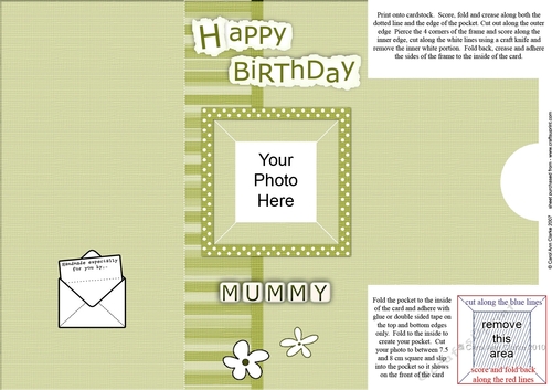 Add a Photo Happy Birthday MUMMY with easy fold frame
