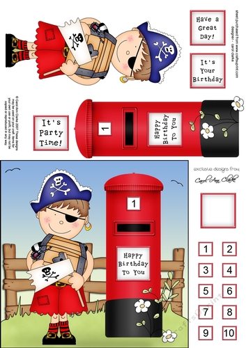 Boyz Joze Pirate & Postbox quick card with 3D decoupage