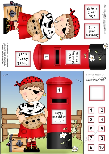 Boyz Joze Pirate & Postbox quick card with 3D decoupage