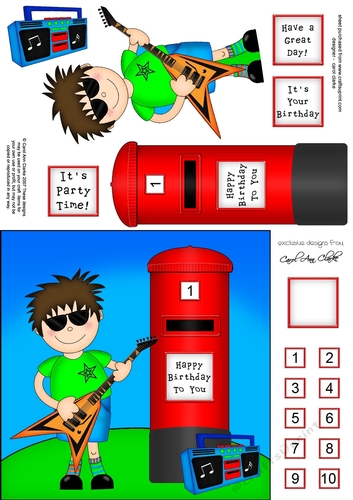 Boyz Rock Star Jaz & Postbox quick card with 3D decoupage