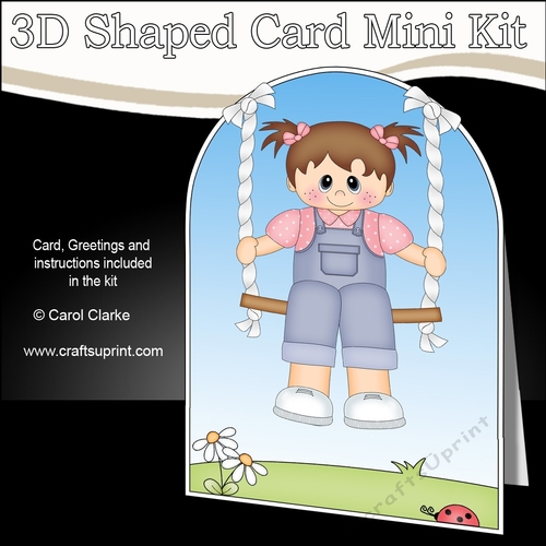 3D Shaped Card  Kit - Swinging High - Toddler Girl