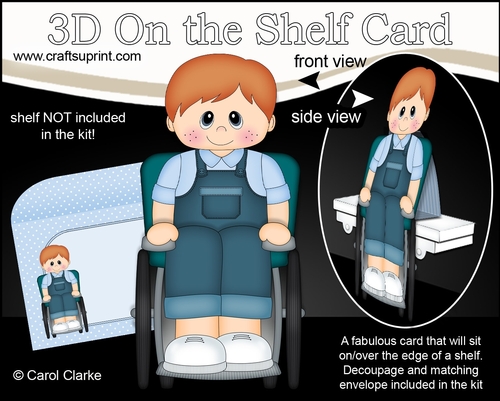 3D On the Shelf Card Kit - Cute Little Toddler Lacklan is a Wheelchair User