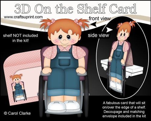 3D On the Shelf Card Kit - Cute Little Toddler Jacia is a Wheelchair User