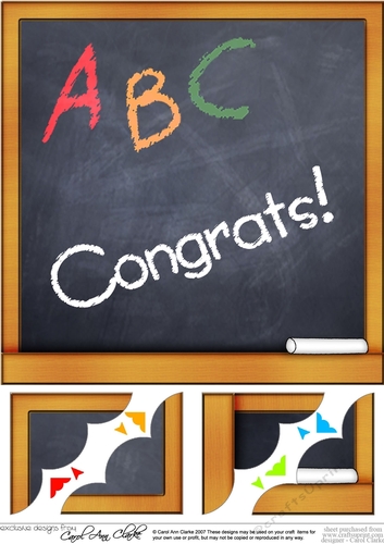 8 x 8 Congrats! Blackboard Scalloped corner Topper