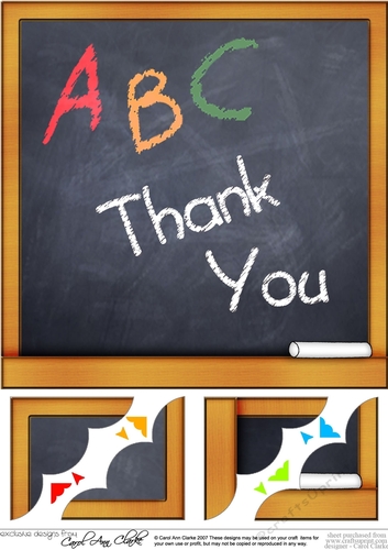 8 x 8 Thank You Blackboard Scalloped corner Topper