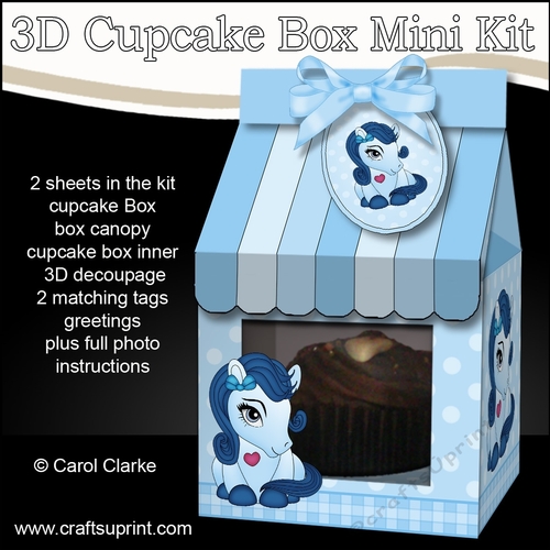3D Mini Milk Carton Cupcake Treat Box Mini Kit - Cute Little Pony