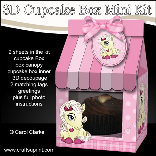 3D Mini Milk Carton Cupcake Treat Box Mini Kit - Cute Little Pony