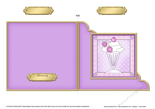 Sweet Treats Strawberry Sundae - Cut and Fold Corner Card 