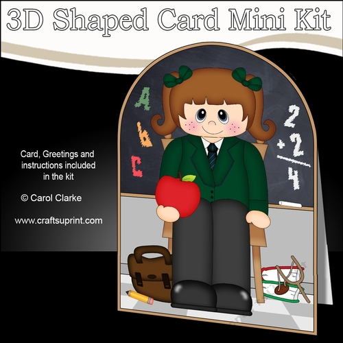 3D Shaped Card Kit - Cute Little Schoolgirl