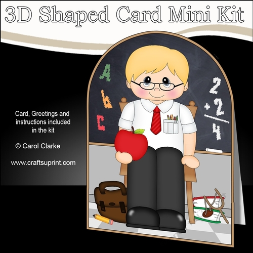 3D Shaped Card Kit - Cute School Teacher