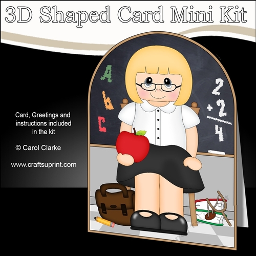 3D Shaped Card Kit - Cute School Teacher