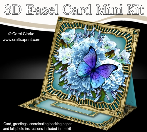 3D Easel Card Mini Kit - Butterfly & Flowers on Gold Frame