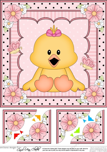 8 x 8 Cute Little Chick Scalloped Corner Topper  