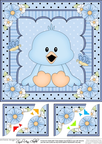 8 x 8 Cute Little Chick Scalloped Corner Topper  