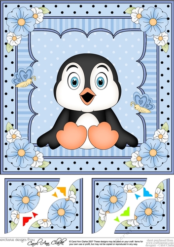 8 x 8 Cute Little Penguin Scalloped Corner Topper  