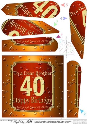 40th Birthday BROTHER Beer Label Fan Pyramage Topper