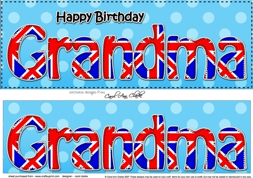 Large DL Happy Birthday GRANDMA 3D decoupage UK Union Jack