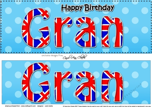 Large DL Happy Birthday GRAN 3D decoupage UK Union Jack