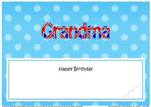 Large DL Happy Birthday GRANDMA insert UK Union Jack